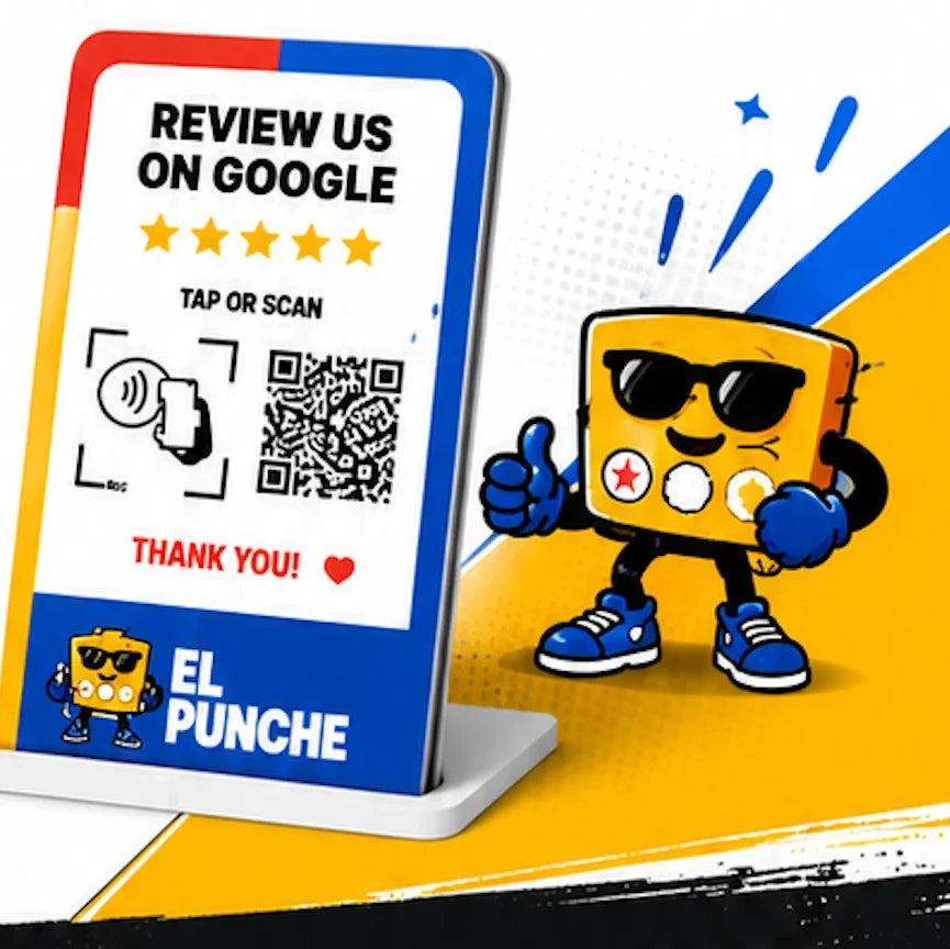 Tap To Punch review card and stand