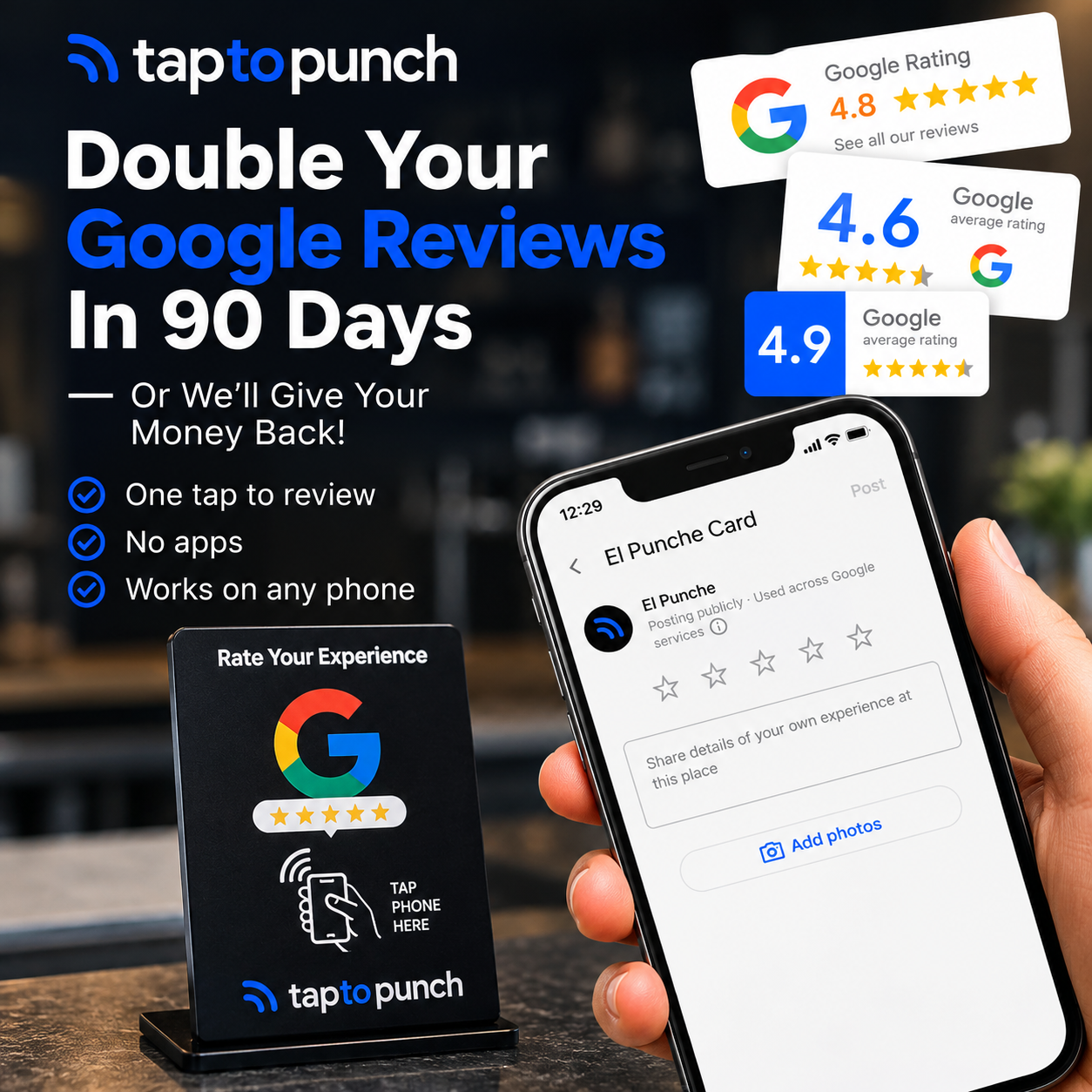 Double your Google reviews in 90 days guarantee graphic